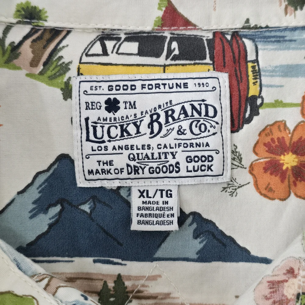 Lucky Brand Western Vacation Print Button Front Shirt Men's XL - Picture 4 of 5